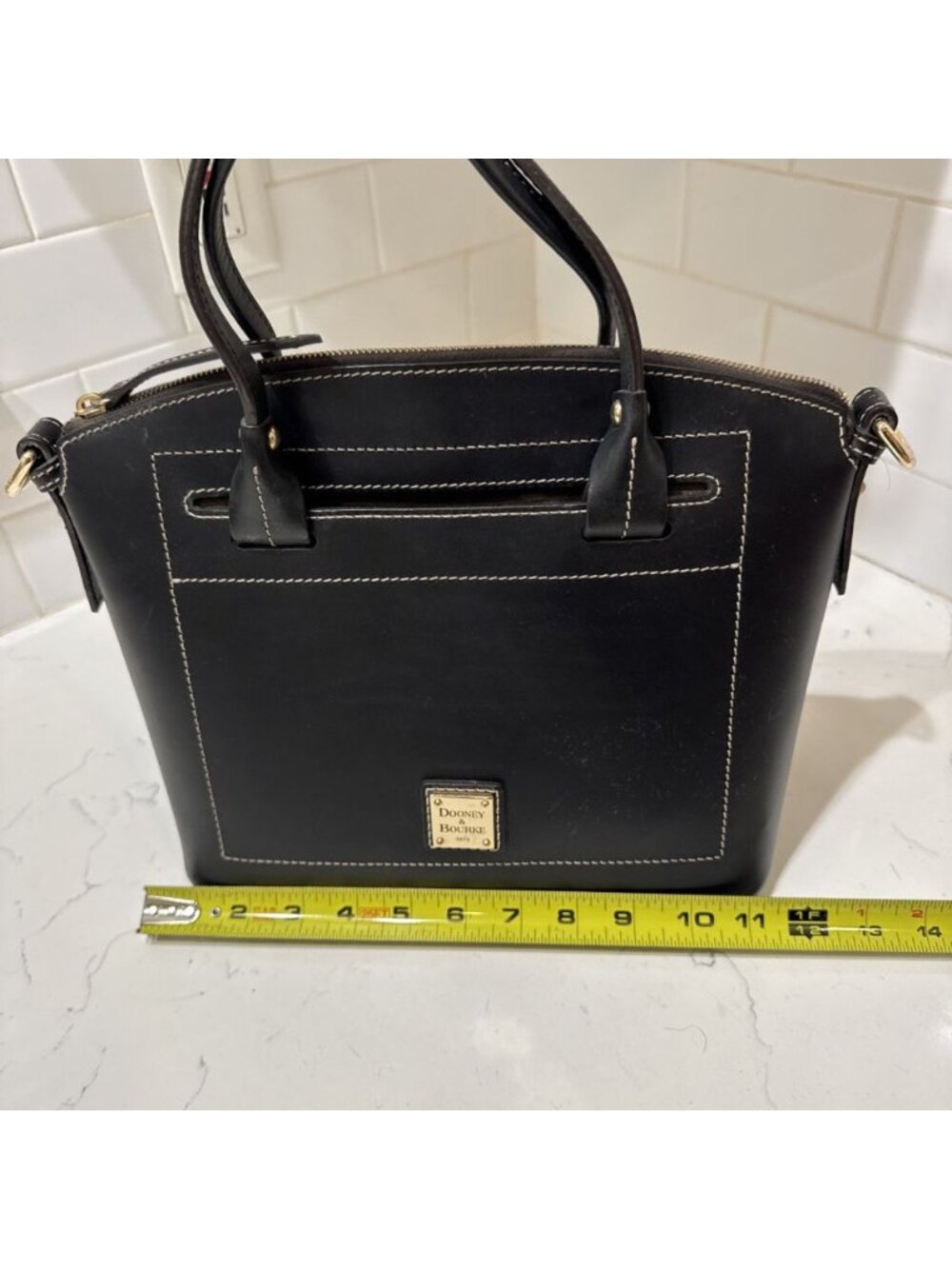 As Is Dooney and Bourke Black Leather Satchel Bag Tote - Picture 10 of 16